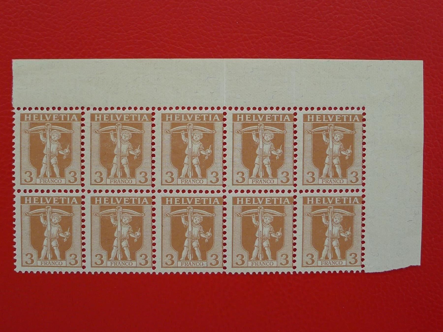 Tutti i francobolli: 1907: Nr.102 postfrisch ** 10er-Block, Kat: 90.-+ – Usato da Sursee venduto da Luzernerraute