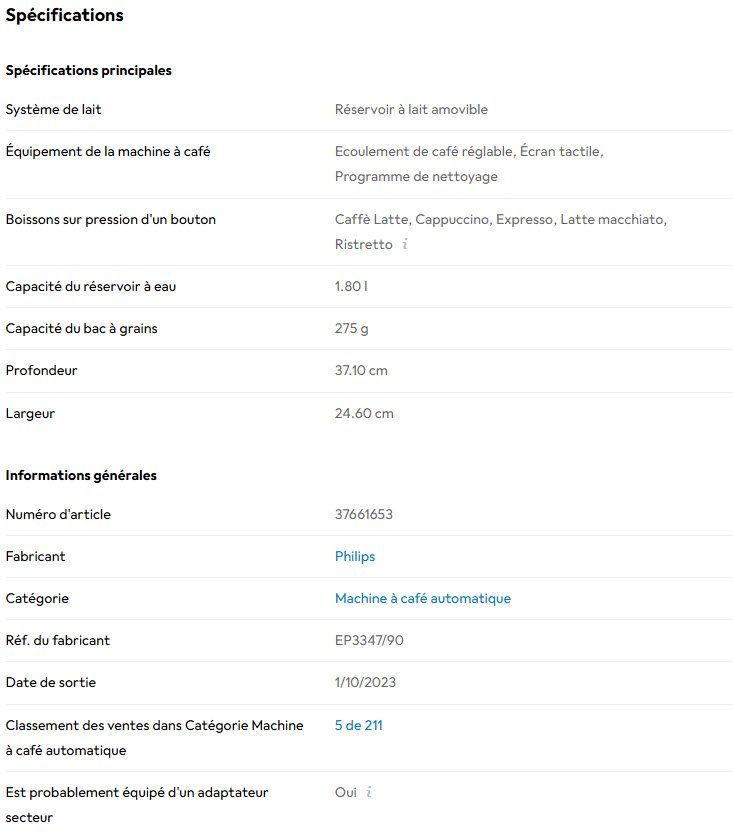 Philips Kaffeemaschinen & Espressomaschinen: Machine à café Philipps EP3347 Série 3300 – Gebraucht aus Vétroz von Aubade76 3