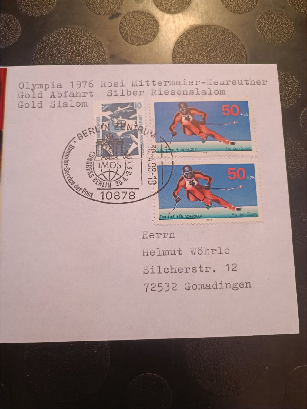 Autografi: Rosi Mittermaier - handsignierte mit Sonderstempel FDC – Usato da Menziken venduto da Artographs 1