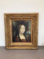Antique tableau peinture sur bois portrait école italienne