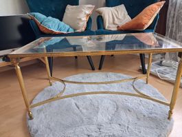 Couchtisch Glas Messing Gestell antik Stil guter Zustand.