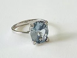 Silberring 925 mit Aquamarin, ozeanblau & zeitlos - Neu