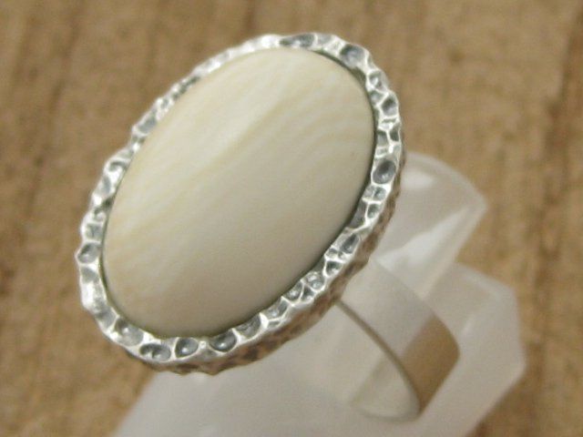 Anelli: Vintage Ring Silber 925 + MP Bernstein weiss / Gr. 54 – Usato da Ermatingen venduto da Decovin 3