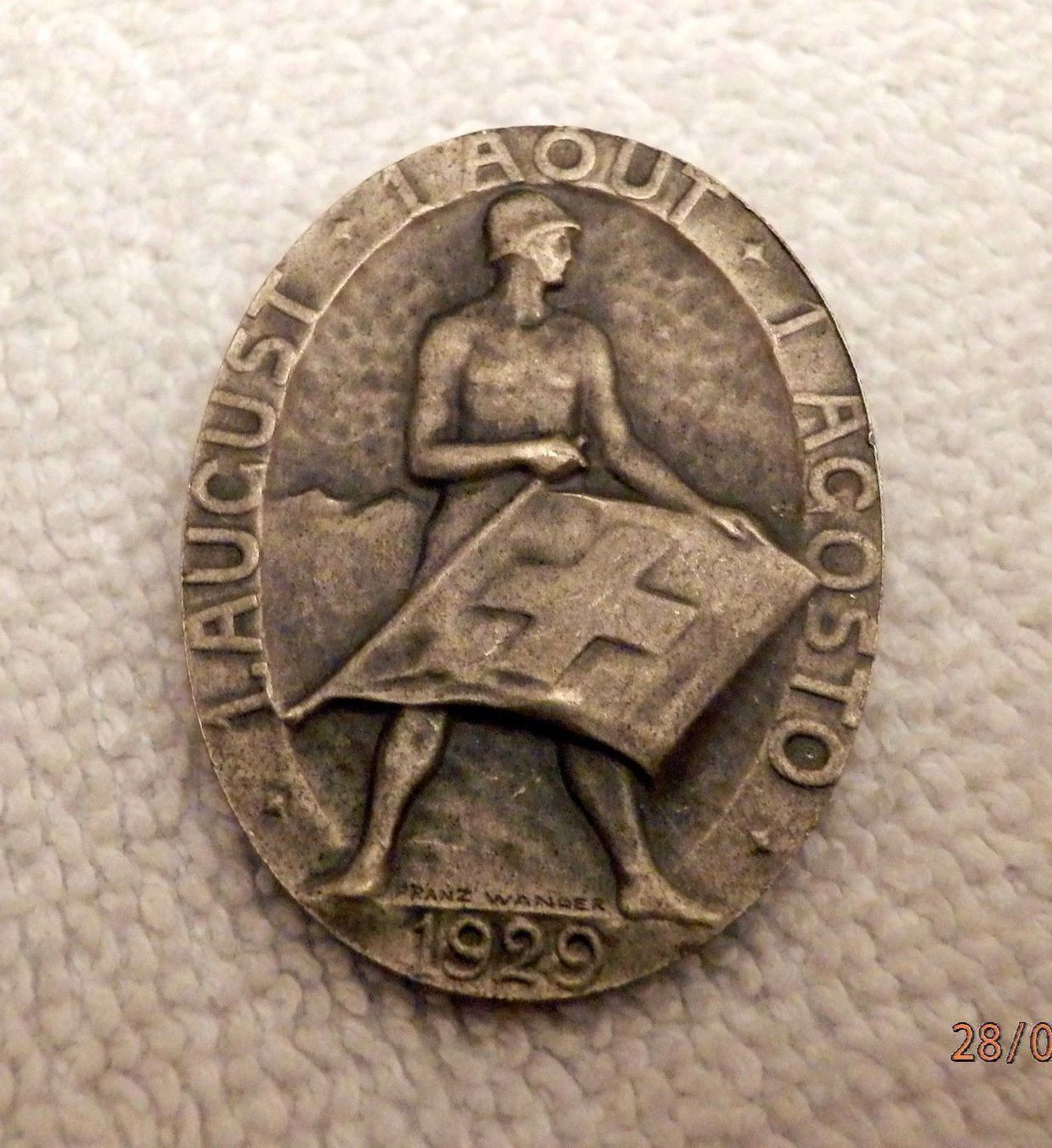 Placchette & Badge: 1. August Abzeichen Nr.707, 1929 – Usato da Ueberstorf venduto da dinbau