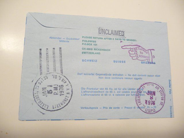 Tutti i francobolli: 1975  Zeppelin -Luftpost Aerogramm  /  Genève-Lakehurst – Nuovo e nell'imballaggio originale da Kloten venduto da zimboida 1