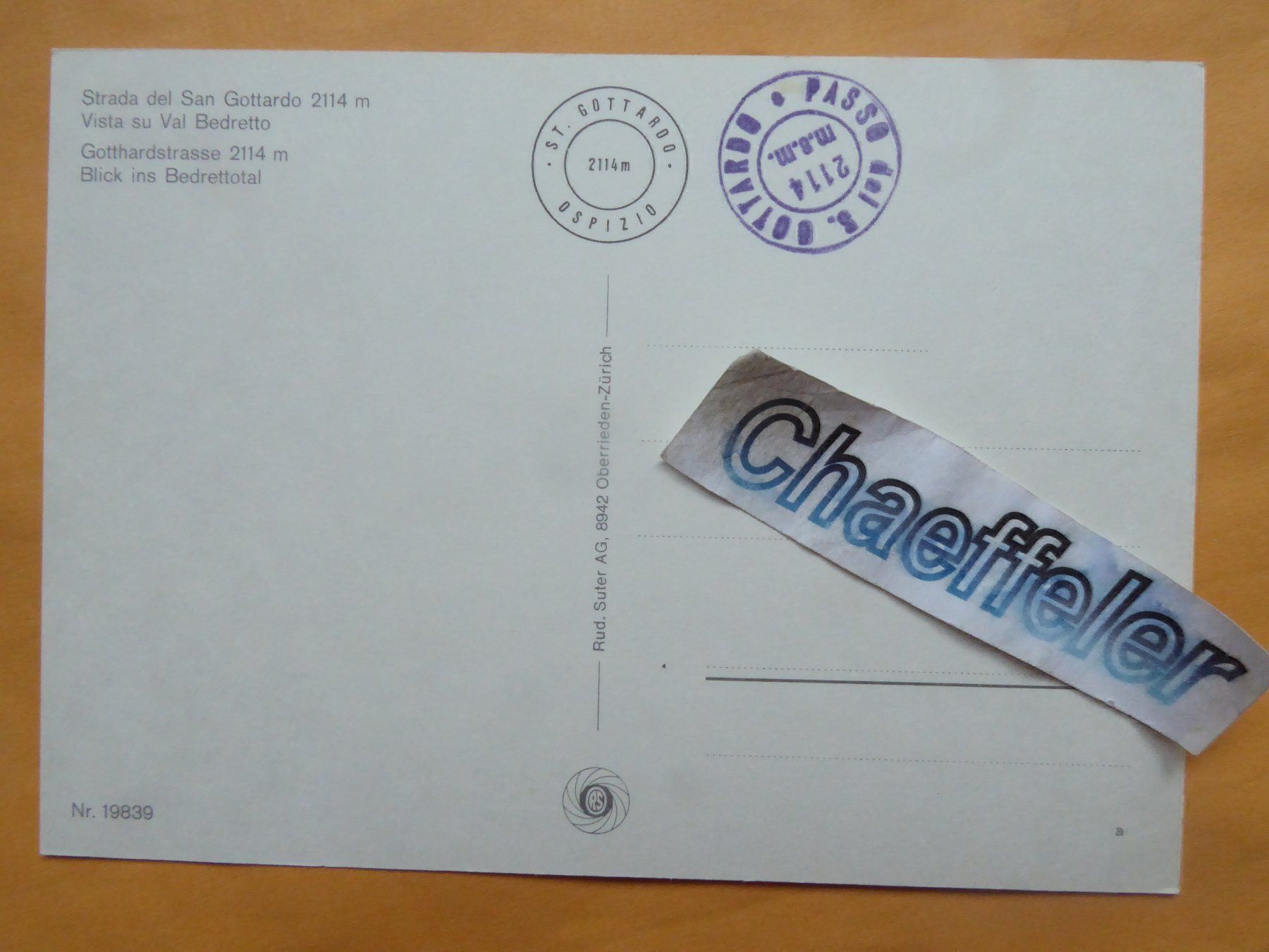 Cartoline postali: Strada del San Gottardo – Usato da Zürich venduto da Chaeffeler 1