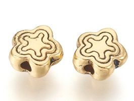 Perle Blume 7mm antik golden, 10 Stück