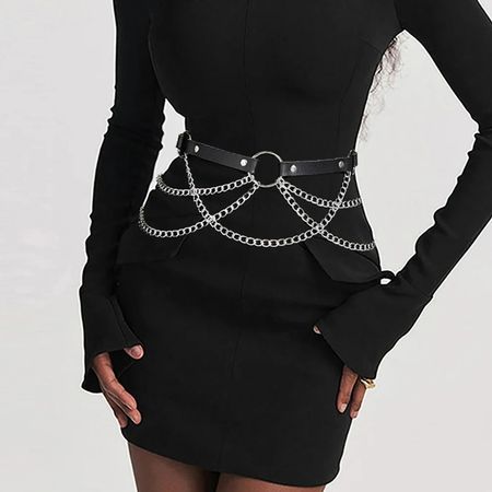 🤩NEU Damen Taillengürtel Ketten Gürtel Schwarz