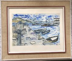 Roger Kathy (1934-1979) - Original Aquarell - Hafen Boote