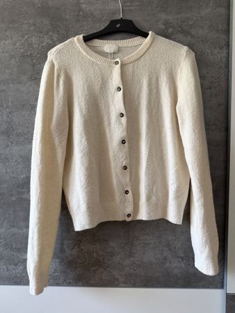 H&M Strickjacke in Wollweiss, Grösse L🌸