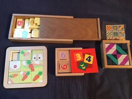 Holzspielzeug Sammlung: Puzzles, Zahlen & Formen - Top!