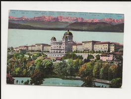 AK 1908 Bern Bundeshaus mit Alpenpanorama im Himmel 🤭 rar