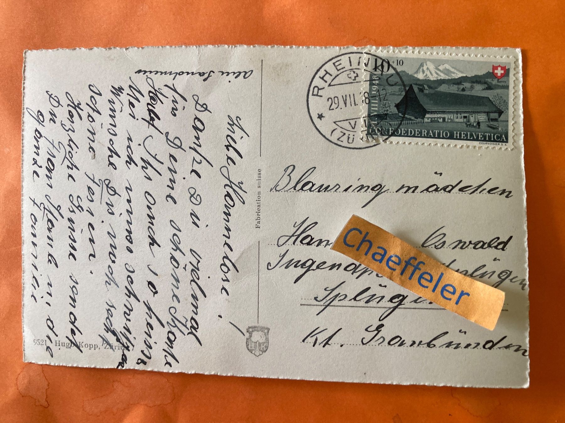 Cartes postales: 1948 Reinau (Zch.) – D'occasion à Zürich par Chaeffeler 1