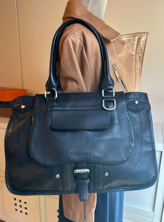 Sac à main Longchamp Balzane en cuir noir (taille L)