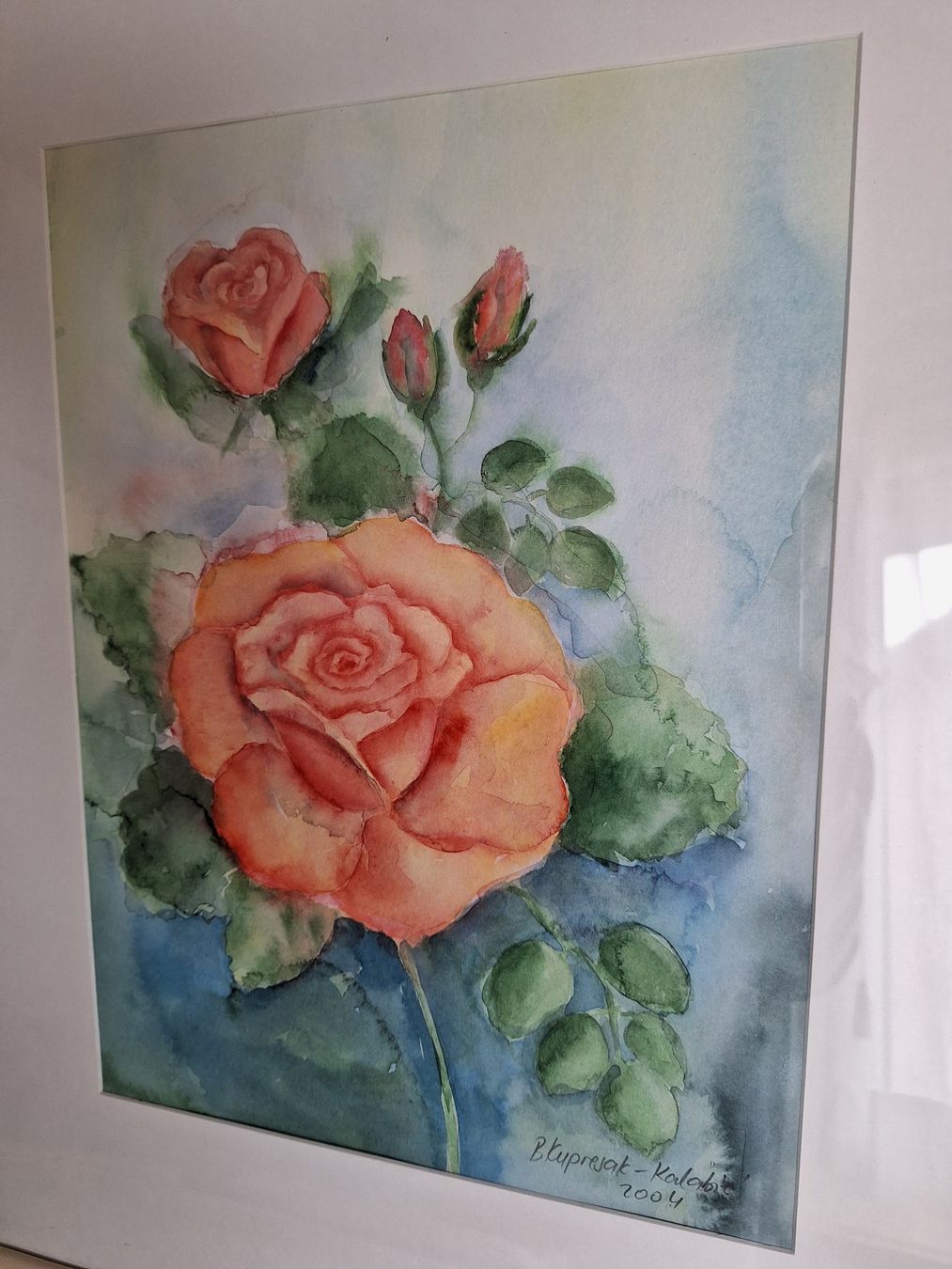 Poster & Bilder: Romantisches Rosenbild gemalt, signiert – Gebraucht aus Winterthur von Goldpipau 2