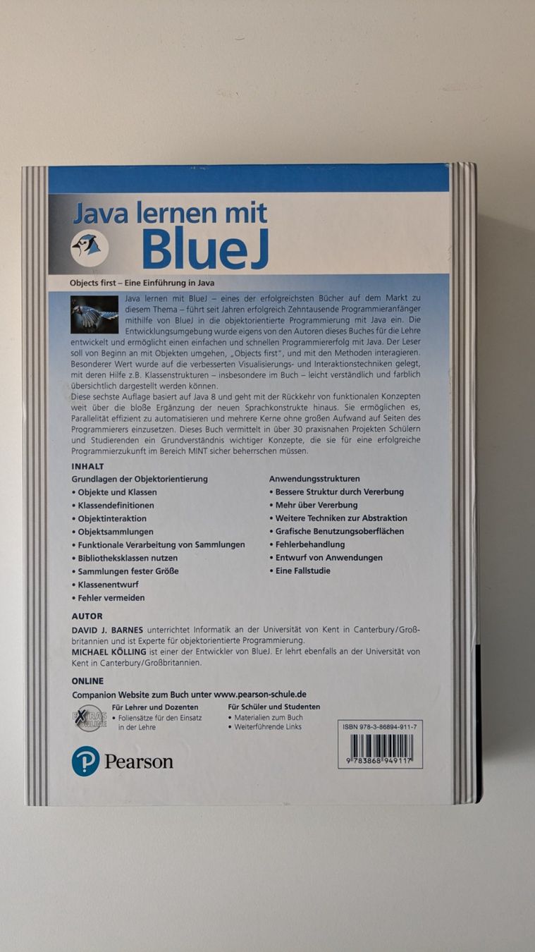 Libri: Java lernen mit BlueJ (6. Auflage) – Nuovo (secondo la descrizione) da Schönenberg TG venduto da mik_66 1