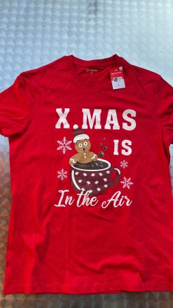 Rotes Xmas T-Shirt "Gingerbread" Grösse L, Neu mit Etikett