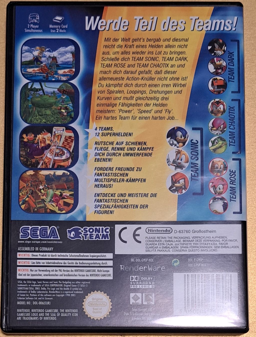 Nintendo Spiele: GameCube Spiel SONIC HEROES – Gebraucht aus Biel/Bienne von  1