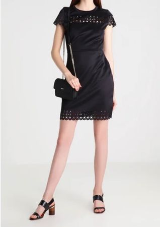 Michael Kors Kleid kurz schwarz 36 mit Lochspitze