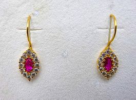Ohrhänger 585/- Gold mit Rubin und Diamanten – ovale Form