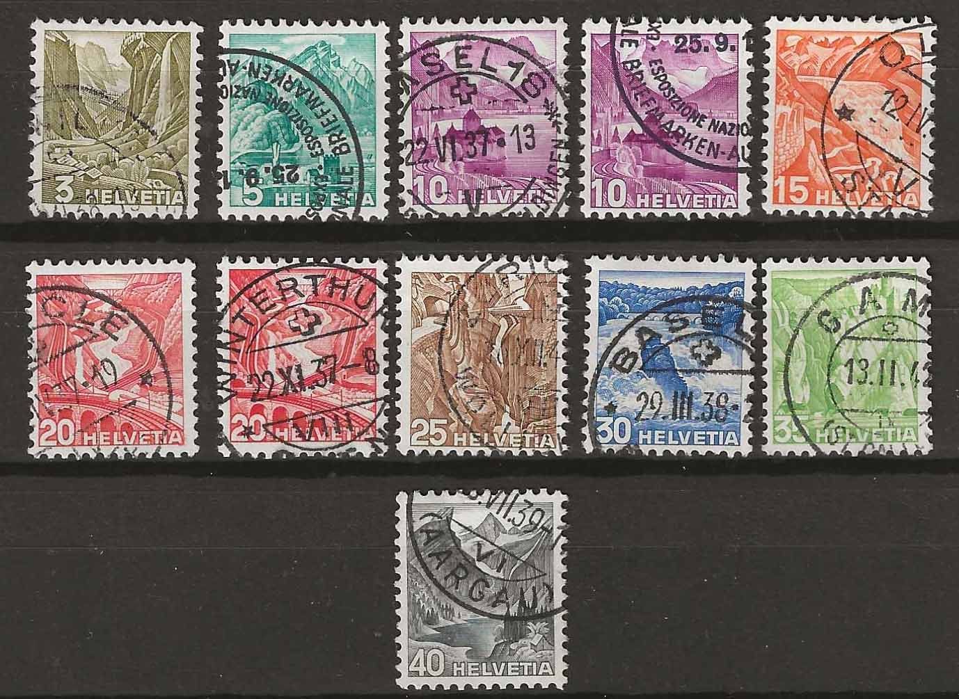 Tutti i francobolli: CH201z - Paysages 1936 obl. papier grillé – Usato da Trélex venduto da Phil_Albert