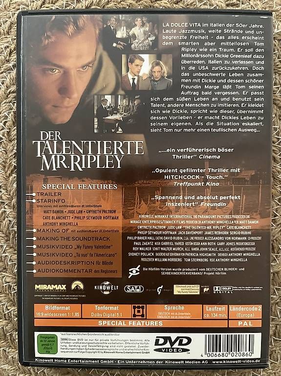 Tous les DVDs: DER TALENTIERTE MR. RIPLEY – D'occasion à Bern par Elias.5 1