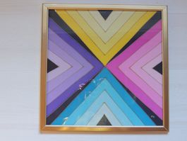 Bild "Mathematik", Seide hinter Glas, Unikat, hand - gemalt
