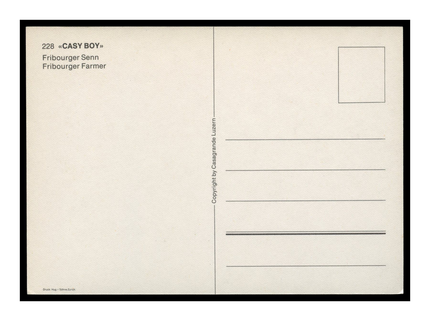Cartoline postali: CASY BOY - 1960 "Fribourger Senn-Farmer" – Usato da Onex venduto da Lagorel01 1