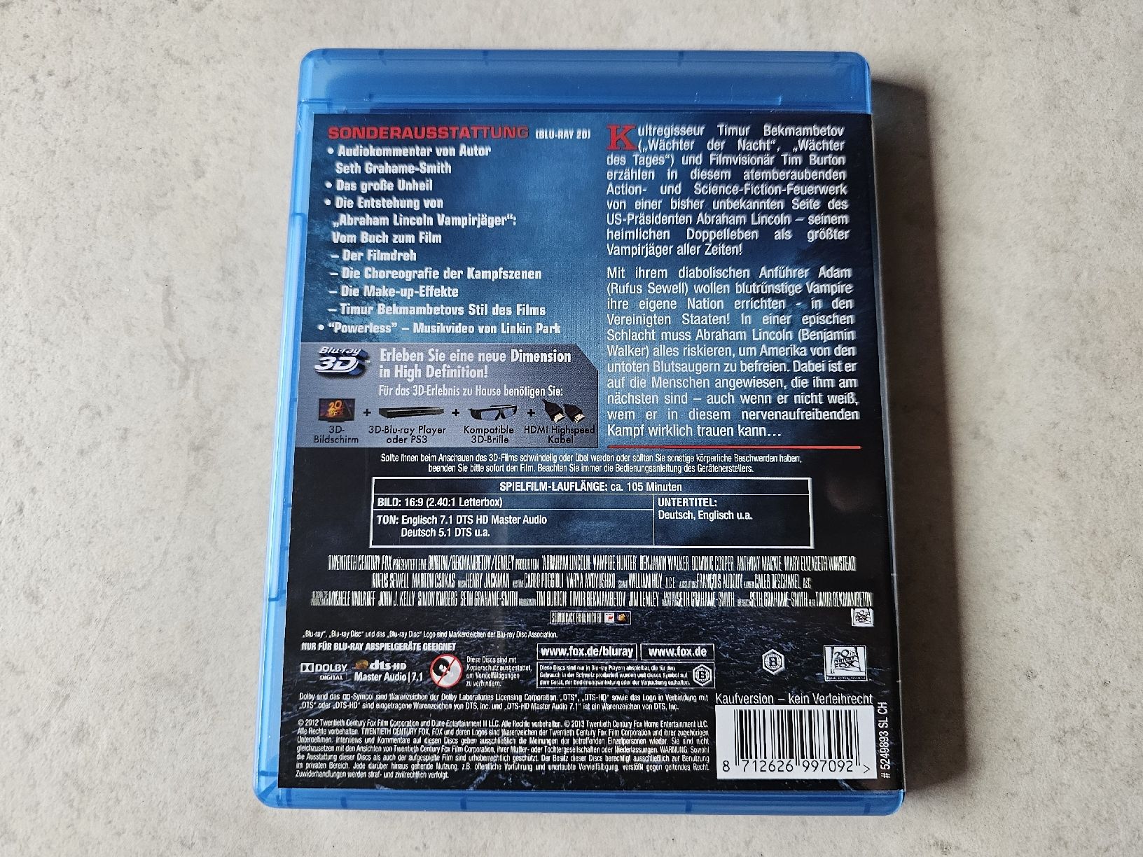 Tutti i DVDs: Abrahm Lincoln: Vampirjäger  /  Bluray 3D – Usato da Schneisingen venduto da backstore24 1