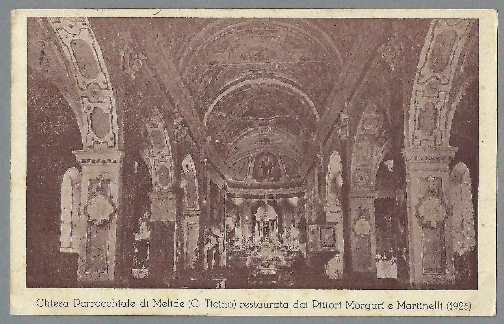 Cartoline postali: 1927, MELIDE INTERNO CHIESA PARROCCHIALE – Usato da Pura venduto da ulisse1957