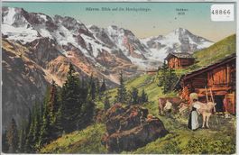 Mürren - Blick auf die Hochgebirge - Alphütte mit Melker