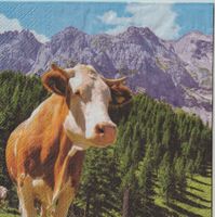 2 Servietten Kuh mit Berg