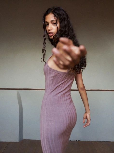 Zara Vestiti: Rippstrick Kleid Zara lila Grösse S - M – Usato da Siebnen venduto da koschitoschi 1