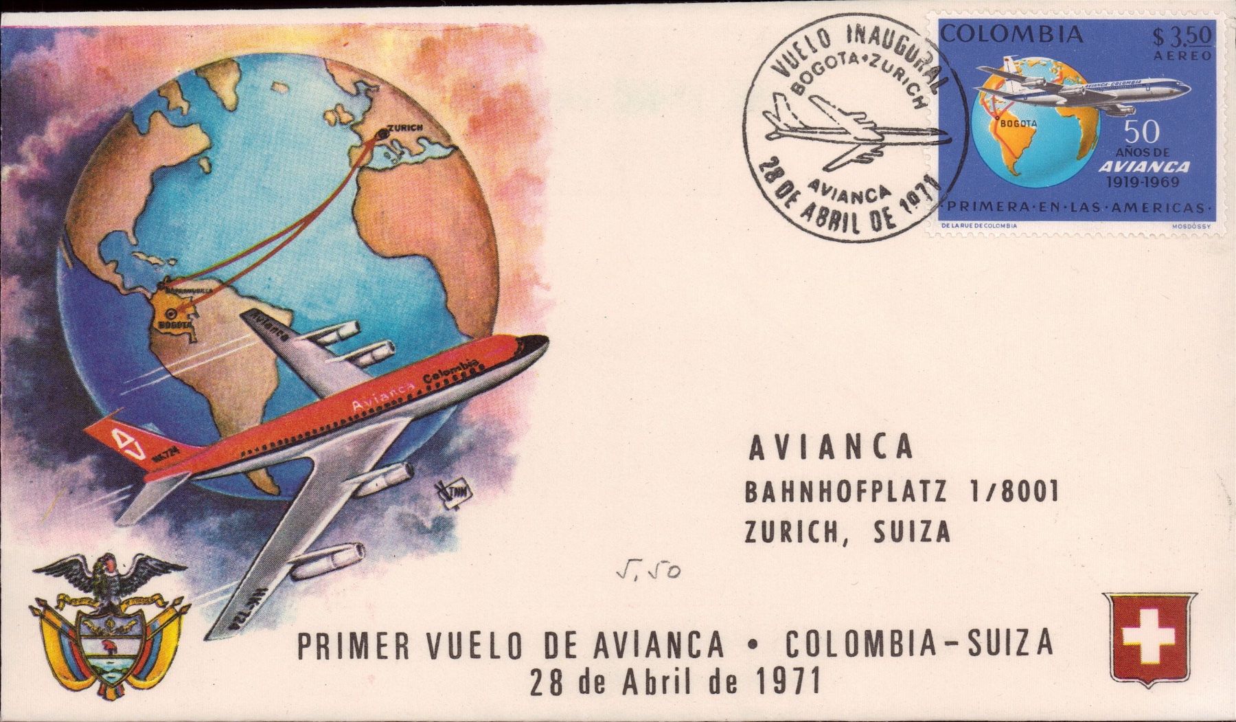 Tutti i francobolli: Briefe Erstflug Lot - Avianca - diverse Destinationen – Usato da Eggersriet venduto da glasshouse3egg 1