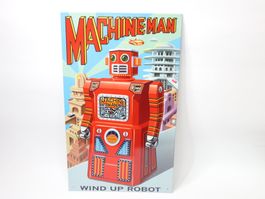 1998 Rocket USA Roboter Blechschild Machine Man Robot
