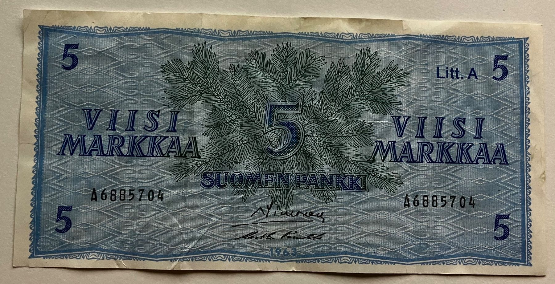 Billets de banque: Finnland 5 Markkaa 1963 – D'occasion à Algetshausen par Carrhard