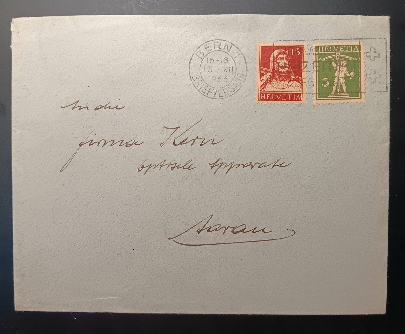 Tutti i francobolli: Brief Bern - Aarau 1933 – Usato da Holderbank AG venduto da DINOS-PHILA