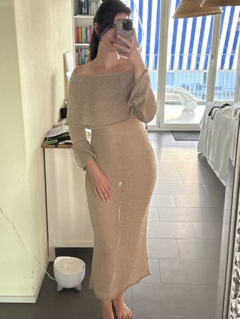 Kleid cognac Off-Shoulder Grösse S guter Zustand