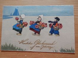 Antike Postkarte, Herzlichen Glückwunsch zum Geburtstag
