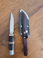 A. Wingen Jr. Solingen Jagdmesser mit Lederscheide - 10cm
