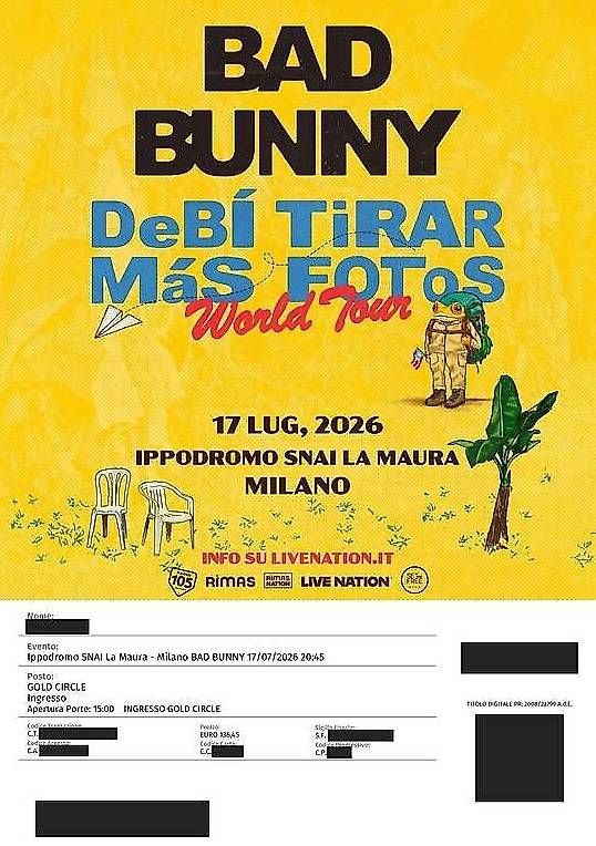 Tickets: Concert Bad Bunny 17.07.26 Milan – Gebraucht aus Gordola von pin_l59l