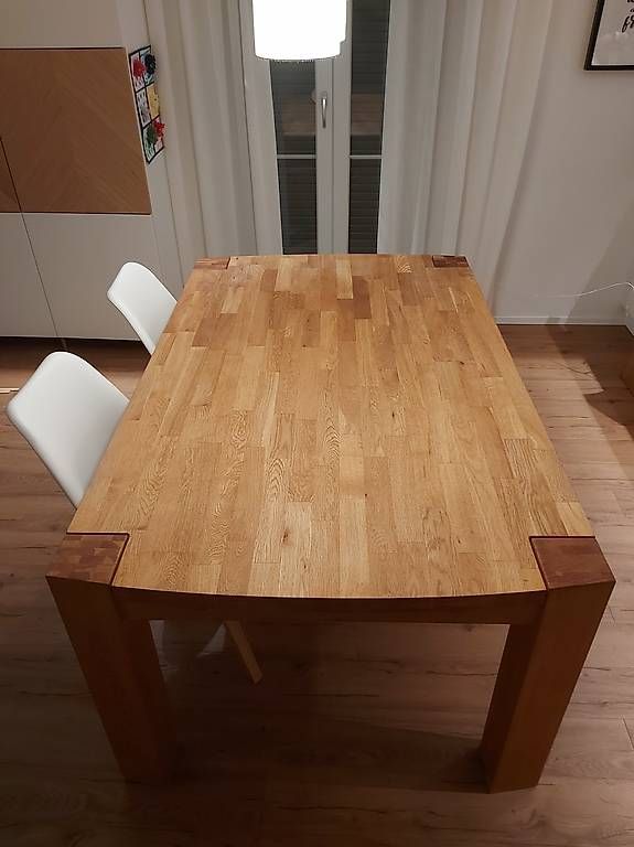 Jysk Set di tavolo e panche: Esstisch 160cm mit 2 Zusatzplatten und 6 Stühlen, Eiche – Usato da Dettighofen venduto da sab_6vw5