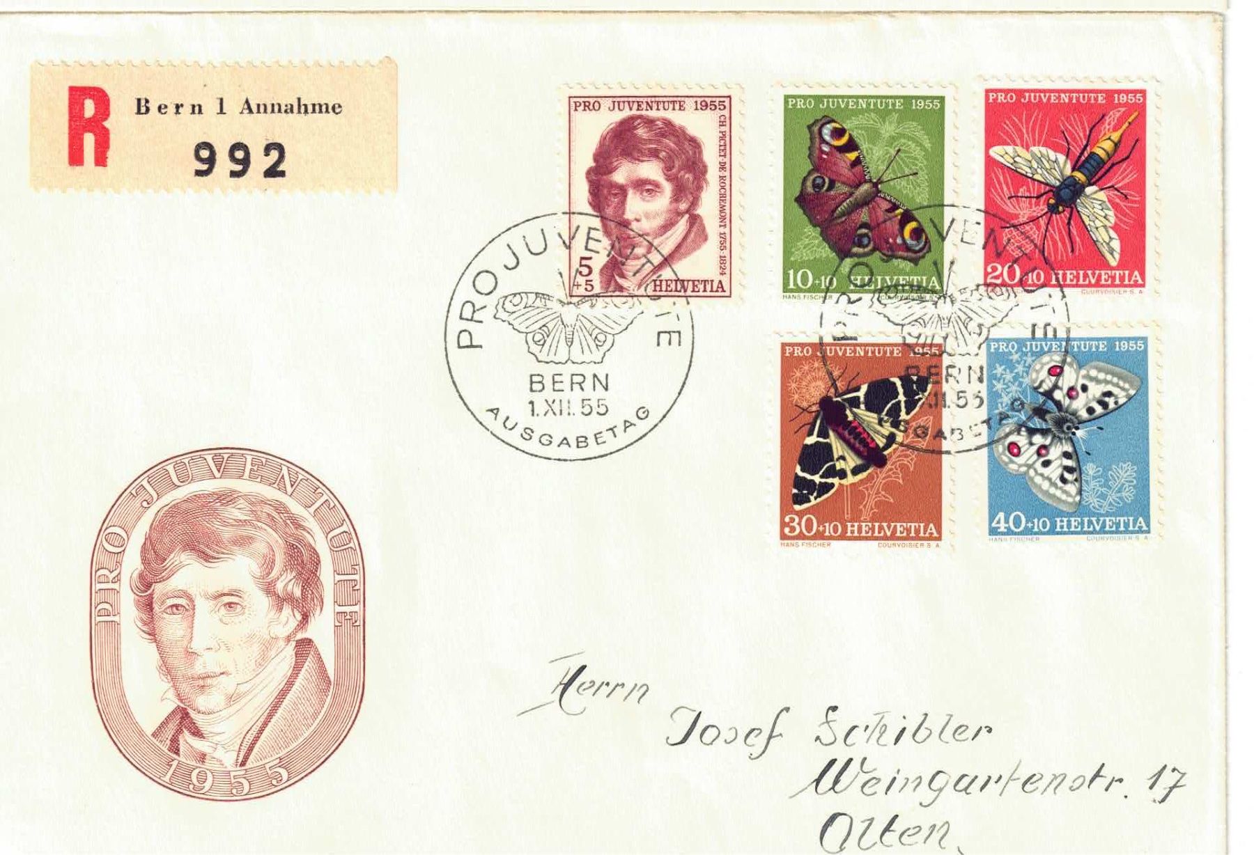Alle Briefmarken: Pro Juventute Satz 1955 FDC – Neu (gemäss Beschreibung) aus Olten von Pjotr8