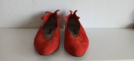 Schuhe Cosplay rot 37 echt Leder, Wildleder