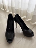 Gianmarco Lorenzi Peep-Toe Pumps Leder Schwarz Gr. 38– H 