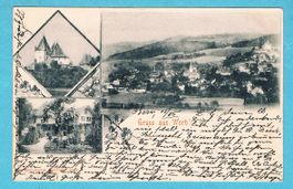 Gruss aus Worb 3-Bildkarte von 1901 nach England !