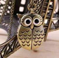 Taschenuhr Halskette Eule  - Montre à gousset Collier Hibou