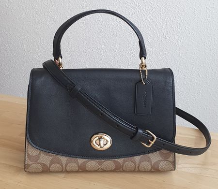 Coach Henkel/Crossbody Tasche Canvas Leder Braun-Schwarz