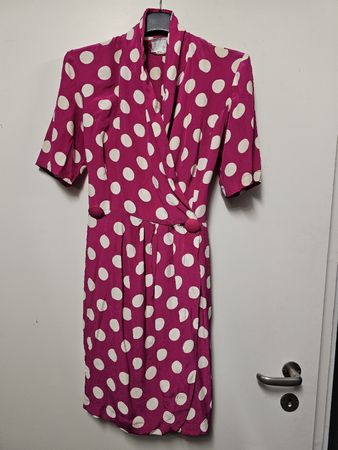 Robe Vintage Rafaël Couture/Fuschia-pois/Crêpe-Viscose/T:38