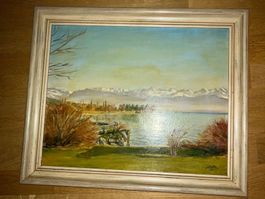 Ölgemälde Vierwaldstättersee, CH-Kunstmaler Anton Buob, 1950
